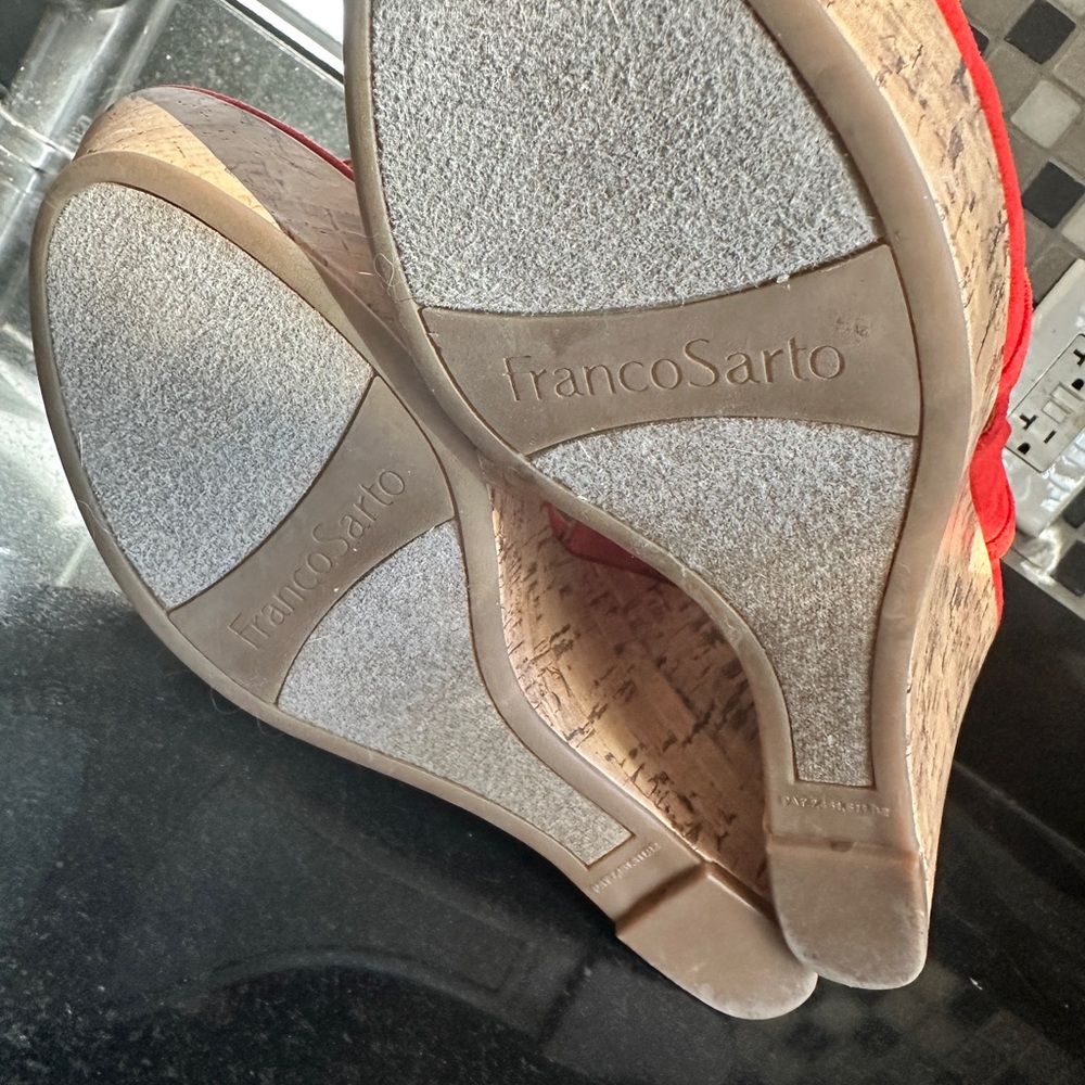 Franco Sarto Red Cutout Wedge Sandals - Picture 6 of 6